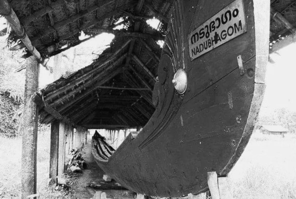 Historic Nadubhagam Chundan in its boat shed