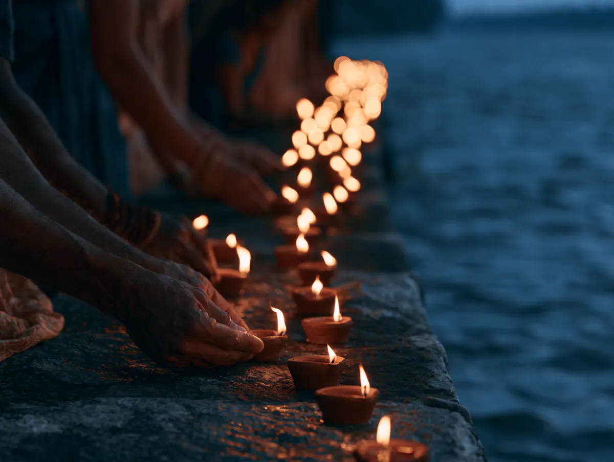 Lamps lit by the water